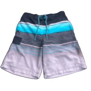 George Navy Swim Shorts with Teal Accents